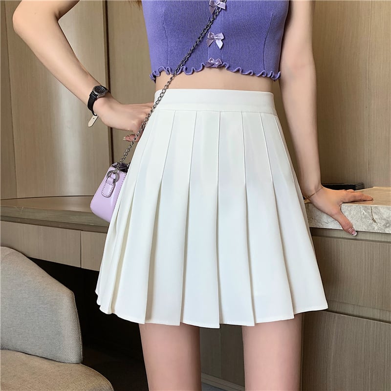 Falda Corta Plisada de Cuadro con Cintura Alta y Detalle de Costura | Ideal para Primavera y Otoño