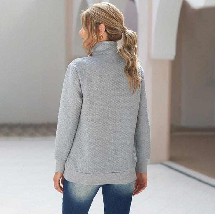 Suéter de Punto con Cuello Alto y Detalle de Costuras en Color Sólido | Ideal para Otoño e Invierno