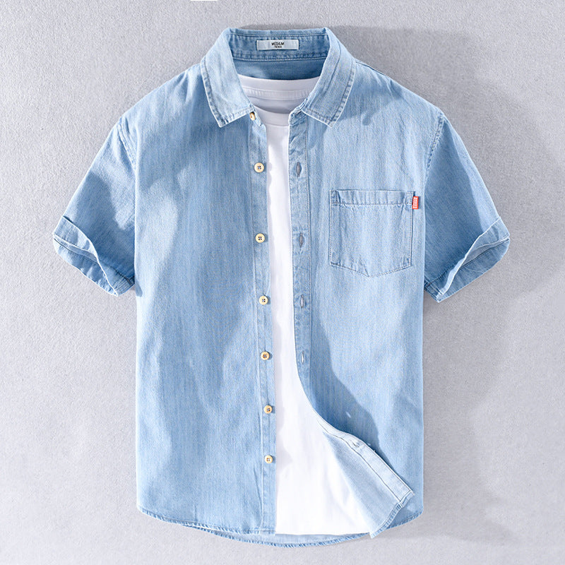 Camisa de Mezclilla de Algodón de Manga Corta | Ideal para Verano