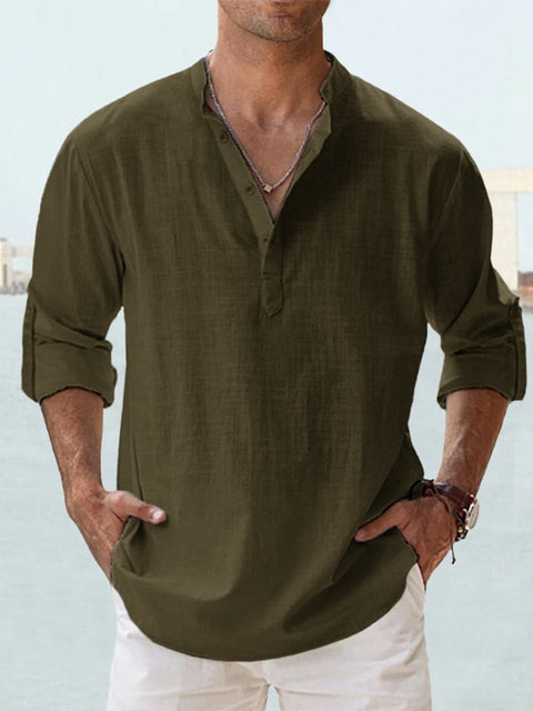 Camisa de Lino Ligera de Hombre con Manga Larga | Ideal para Verano
