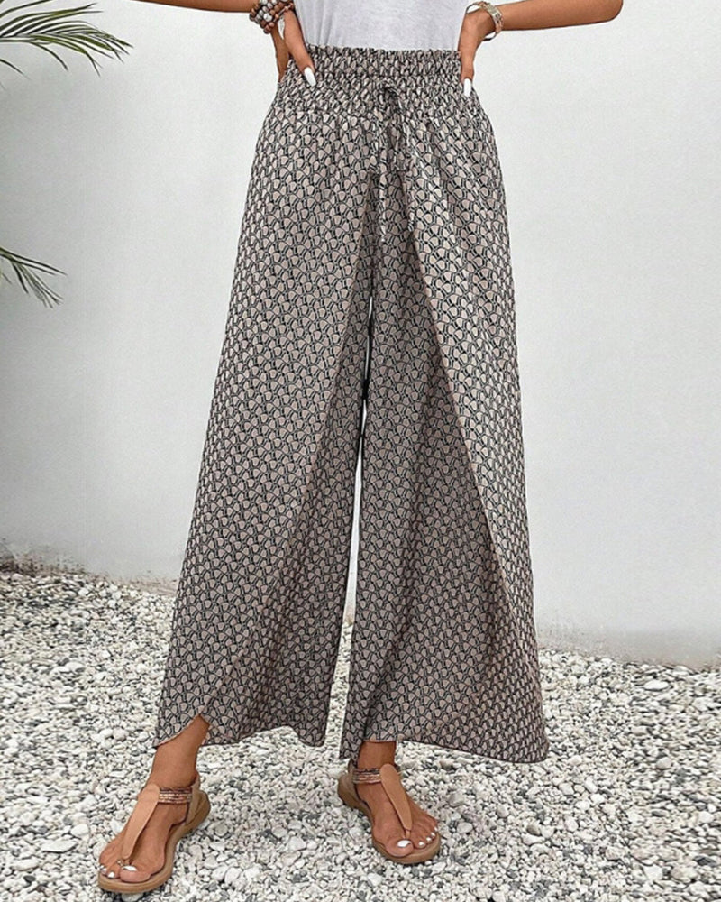 Pantalones de pierna ancha con diseño fluido de tiro alto | Ideal para primavera y otoño