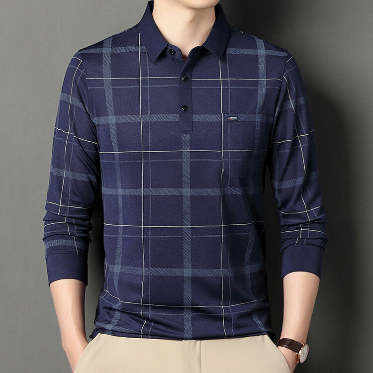 Camiseta de Hombre con Cuello Polo a Rayas de Manga Larga | Ideal para Otoño