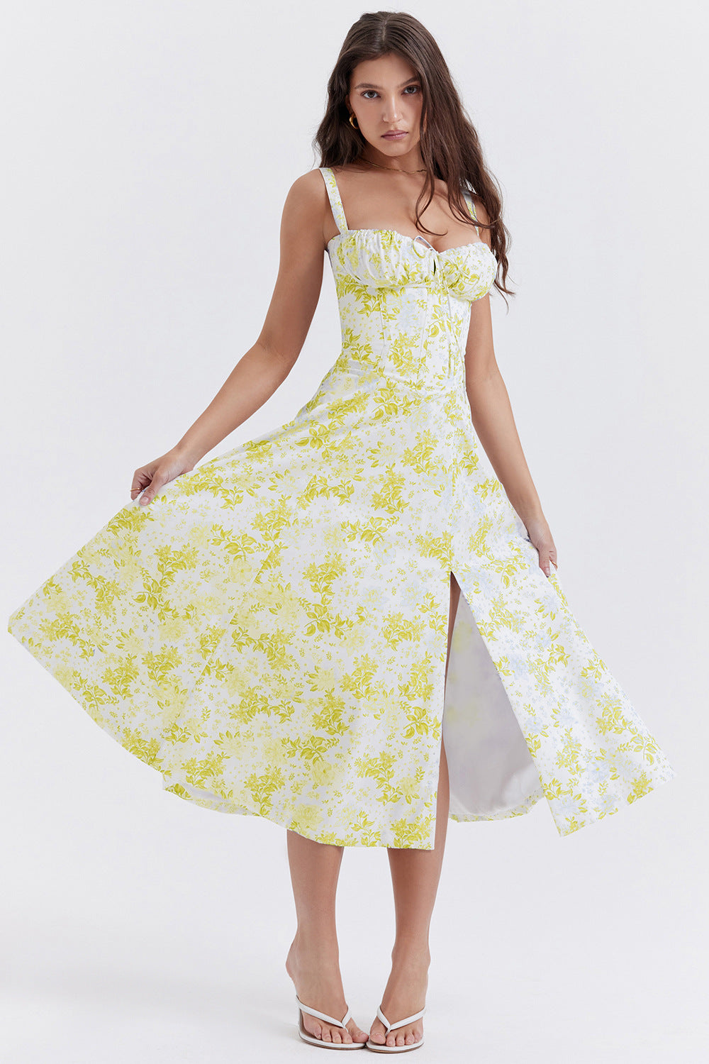 Vestido De Mujer Con Estampado Floral Y Tirantes Ajustables | Ideal Para Verano