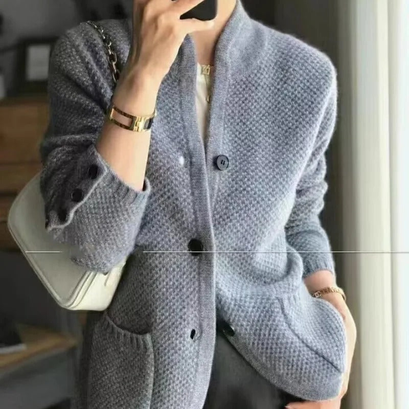 Cárdigan de punto cálido con cuello alto | Ideal para otoño e invierno