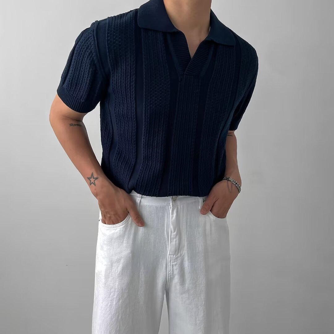 Polo de Malla Tejida de Manga Corta para Hombre | Ideal para el Verano