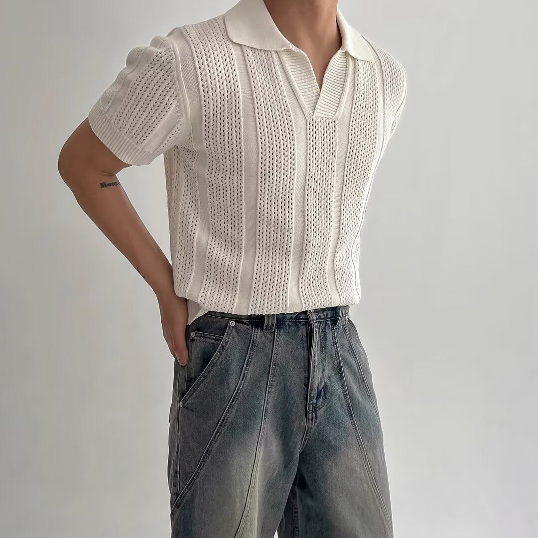 Polo de Malla Tejida de Manga Corta para Hombre | Ideal para el Verano