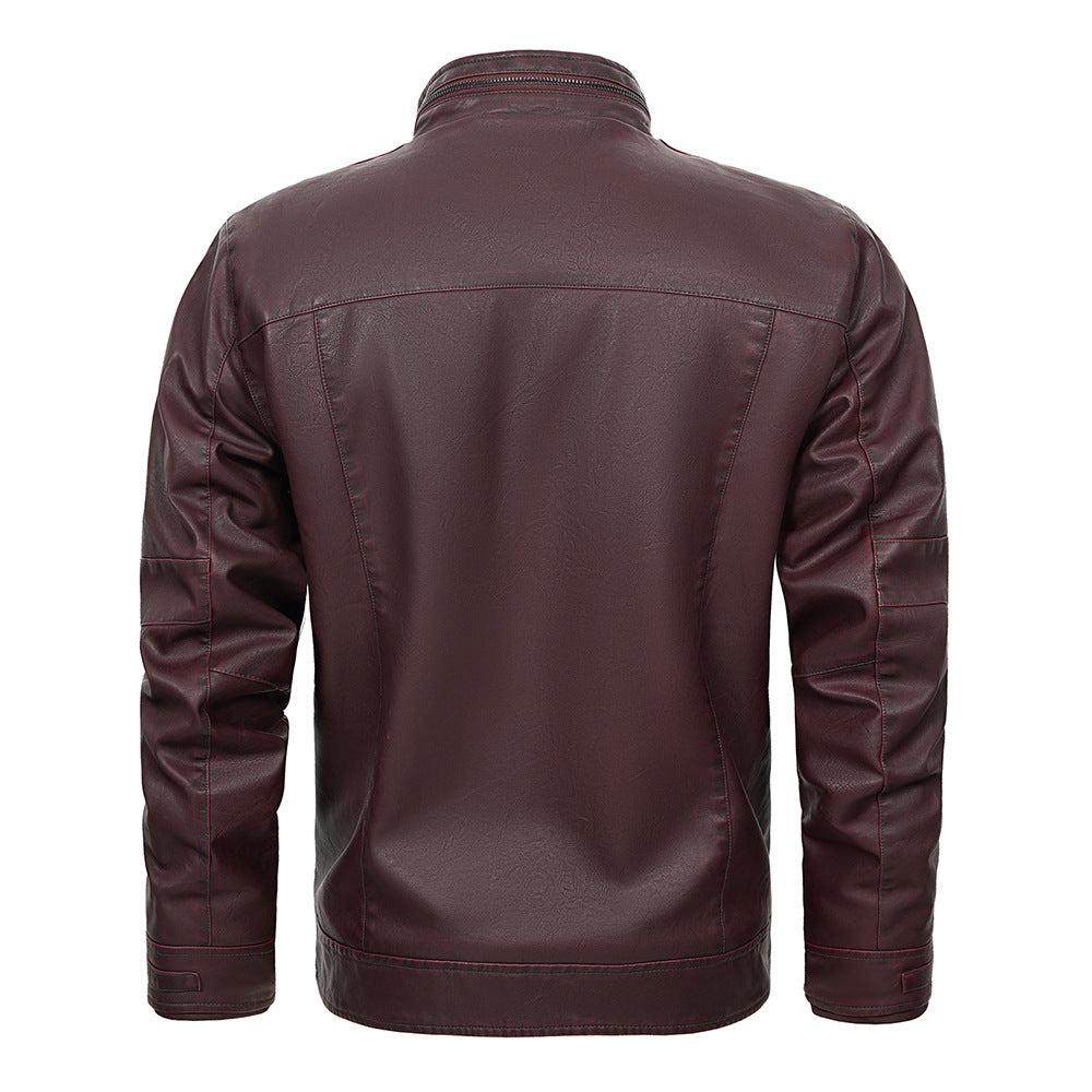 Chaqueta De Cuero PU Para Hombre Con Bolsillos De Parche | Ideal Para Primavera Y Otoño