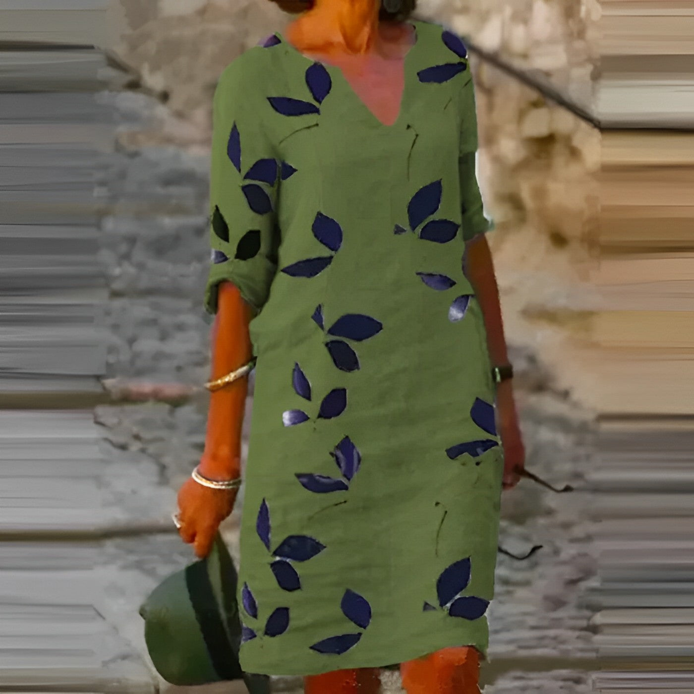 Vestido De Verano Con Estampado De Hojas Y Silueta Fluida | Ideal Para Verano