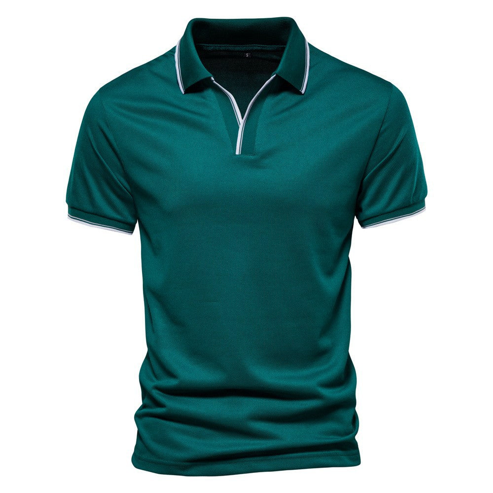 Camiseta de Hombre de Color Sólido con Cuello en V y Manga Corta | Ideal para el Verano