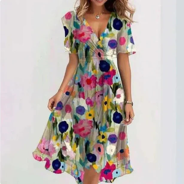 Vestido De Mujer Con Escote En V Y Silueta Elegante | Ideal Para Primavera Y Verano