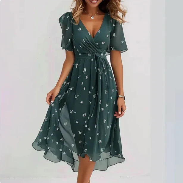 Vestido De Mujer Con Escote En V Y Silueta Elegante | Ideal Para Primavera Y Verano