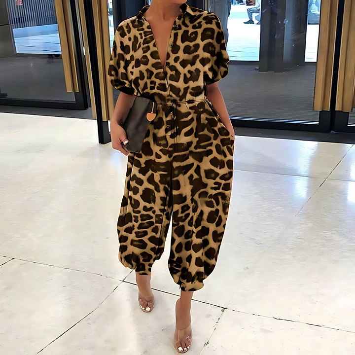 Jumpsuit para Mujer con Diseño de Leopardo y Estilo Monocromático