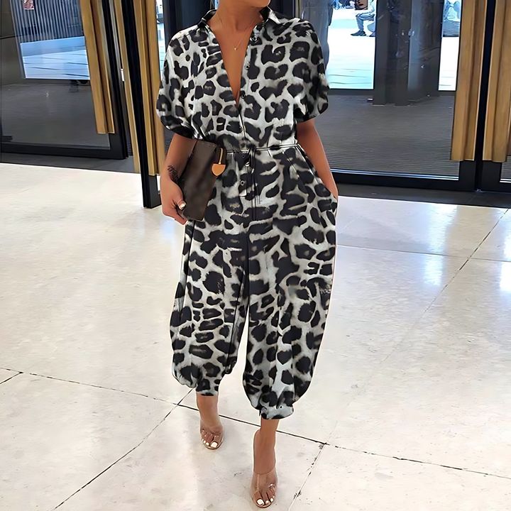 Jumpsuit para Mujer con Diseño de Leopardo y Estilo Monocromático