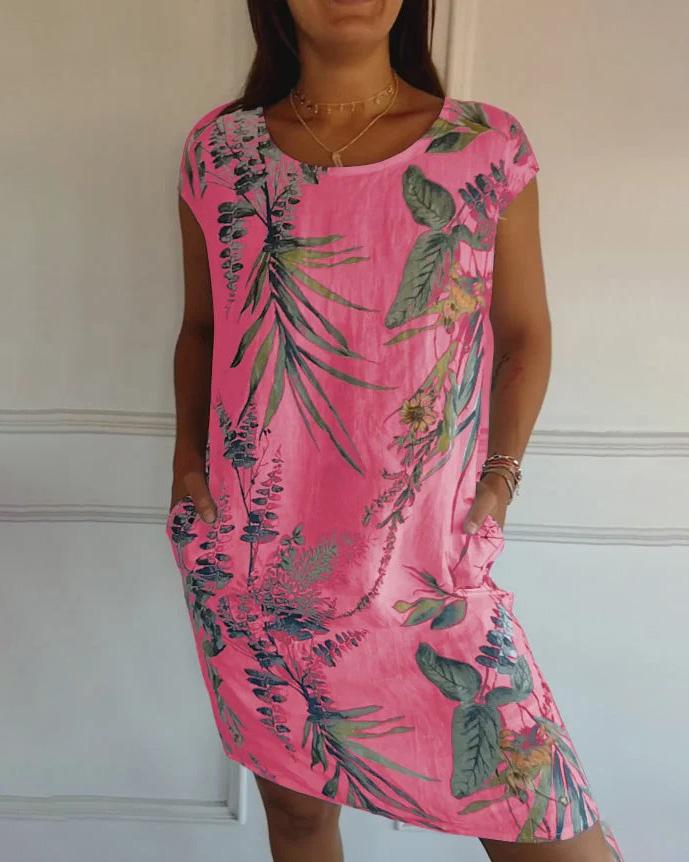 Vestido De Mujer De Algodón-Lino Con Escote En V Y Bolsillos | Ideal Para Verano