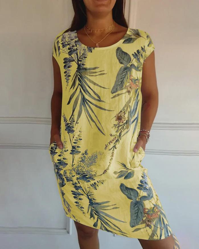 Vestido De Mujer De Algodón-Lino Con Escote En V Y Bolsillos | Ideal Para Verano