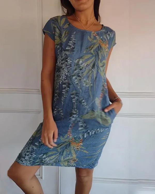 Vestido De Mujer De Algodón-Lino Con Escote En V Y Bolsillos | Ideal Para Verano