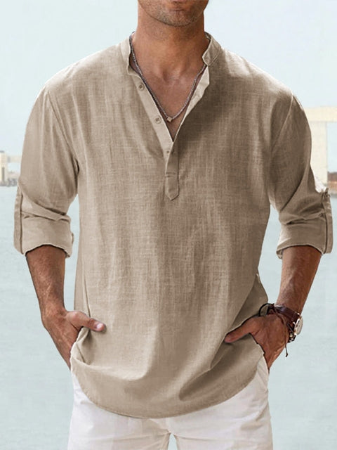 Camisa de Lino Ligera de Hombre con Manga Larga | Ideal para Verano