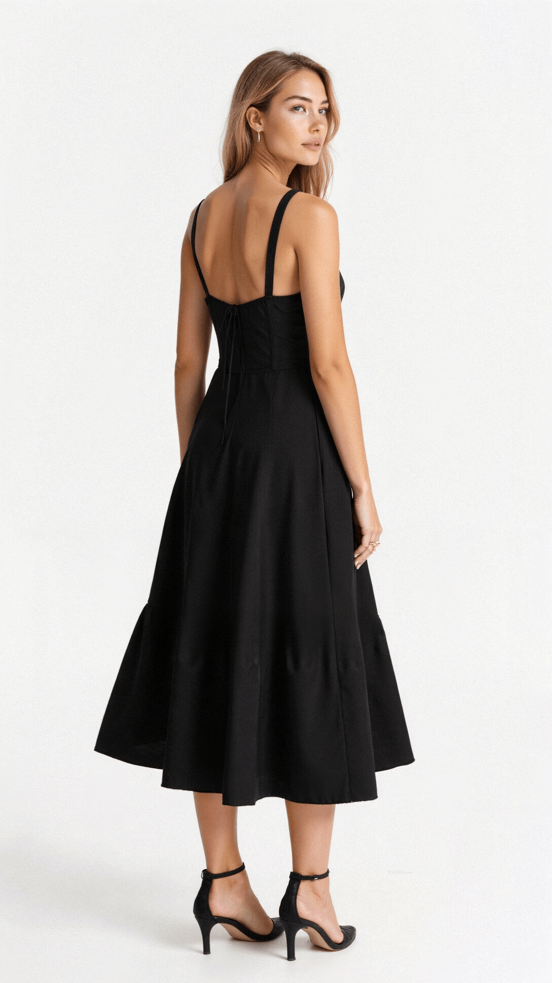 Vestido Midi con Detalle de Corset, Cuerpo Ajustado y Falda Fluida | Ideal para Primavera y Verano