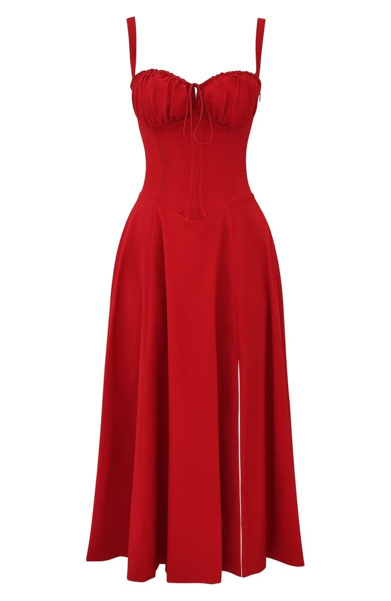 Vestido Midi con Detalle de Corset, Cuerpo Ajustado y Falda Fluida | Ideal para Primavera y Verano