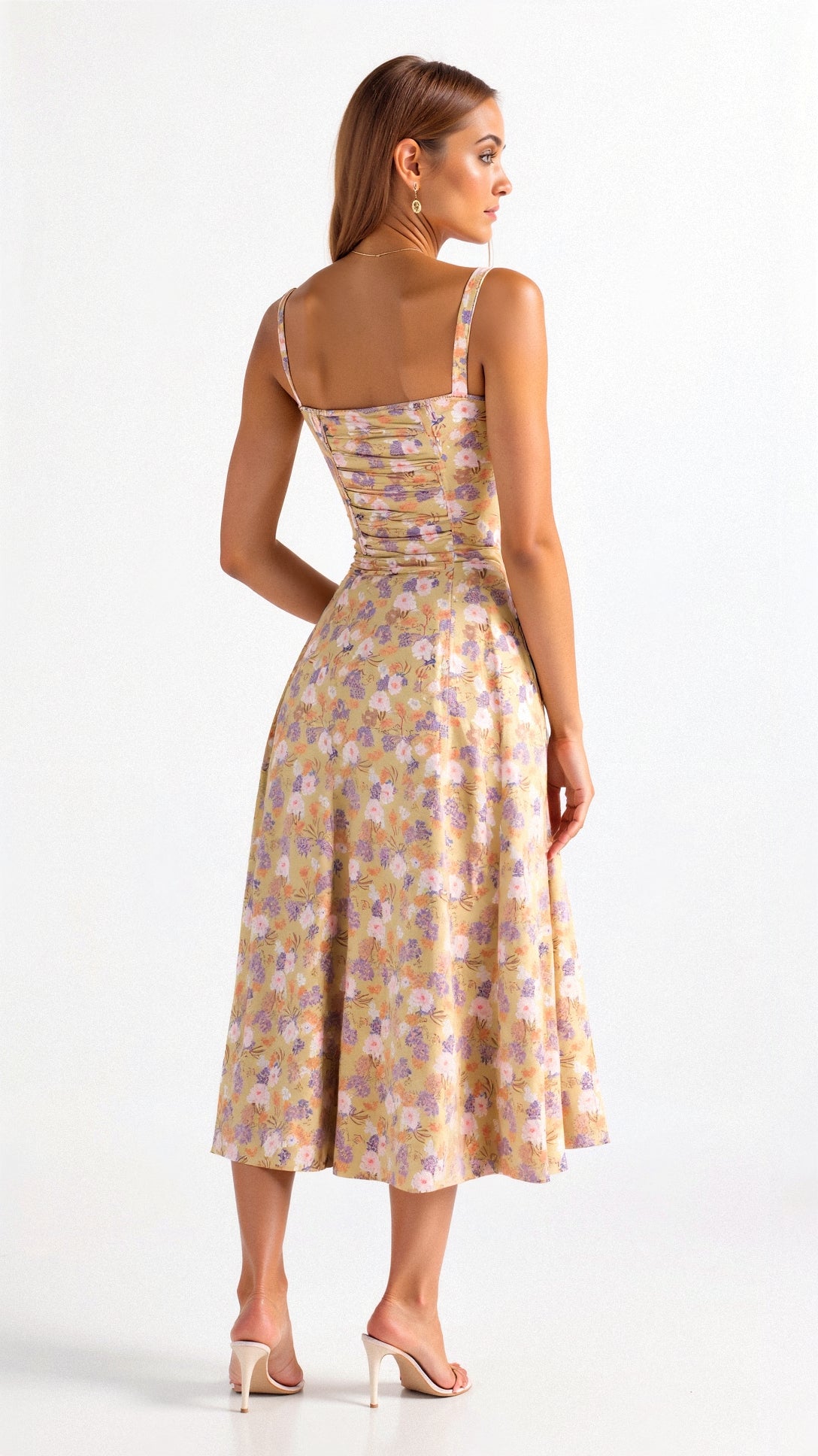 Vestido Midi con Detalle de Corset, Cuerpo Ajustado y Falda Fluida | Ideal para Primavera y Verano