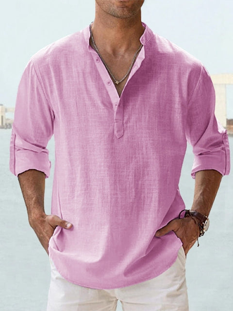 Camisa de Lino Ligera de Hombre con Manga Larga | Ideal para Verano
