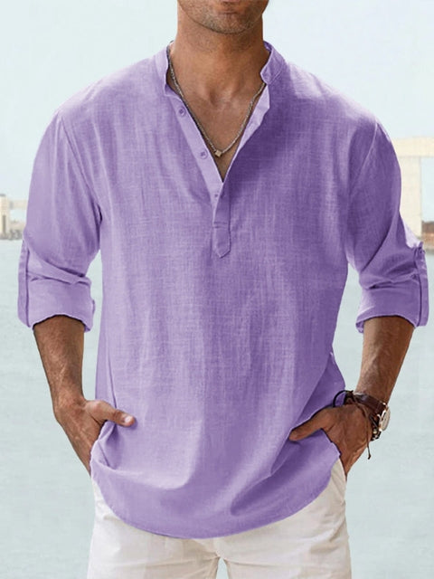 Camisa de Lino Ligera de Hombre con Manga Larga | Ideal para Verano