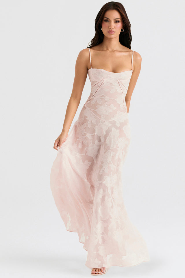 Vestido Largo de Encaje con Tejido Brillante | Ideal para Primavera y Verano