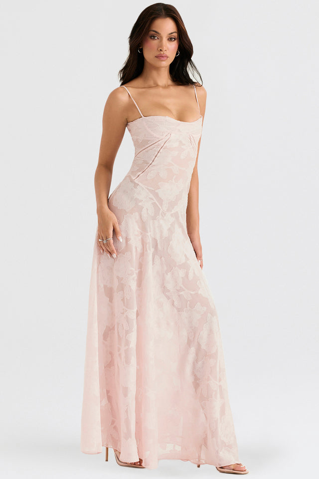 Vestido Largo de Encaje con Tejido Brillante | Ideal para Primavera y Verano