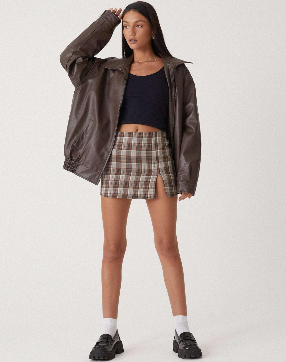 Chaqueta de cuero sintético oversize con corte holgado | Ideal para primavera y otoño